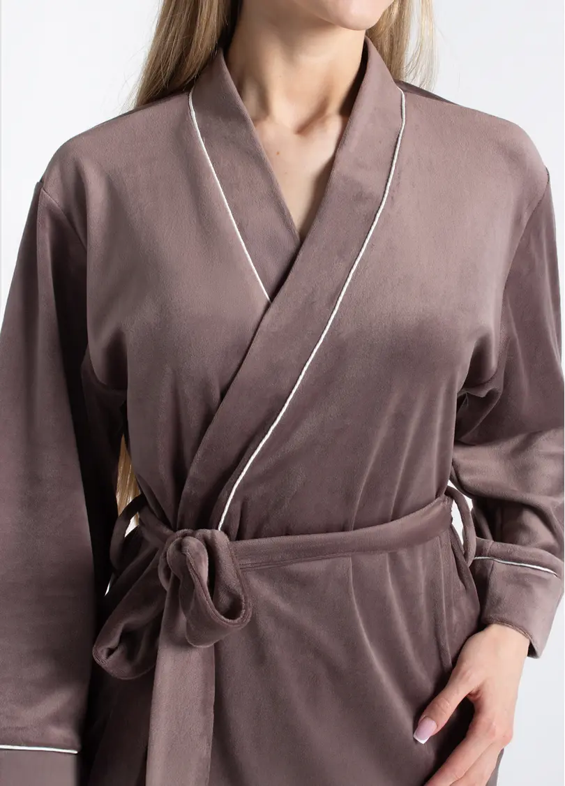 Велюровий халат SOFT WINTER 7320/080 mokko (коричневий)