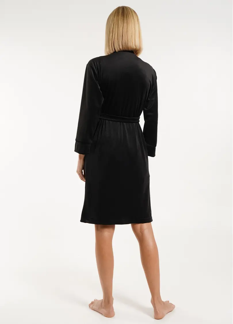 Велюровий халат з кантом SOFT WINTER 7331/080 black (чорний)