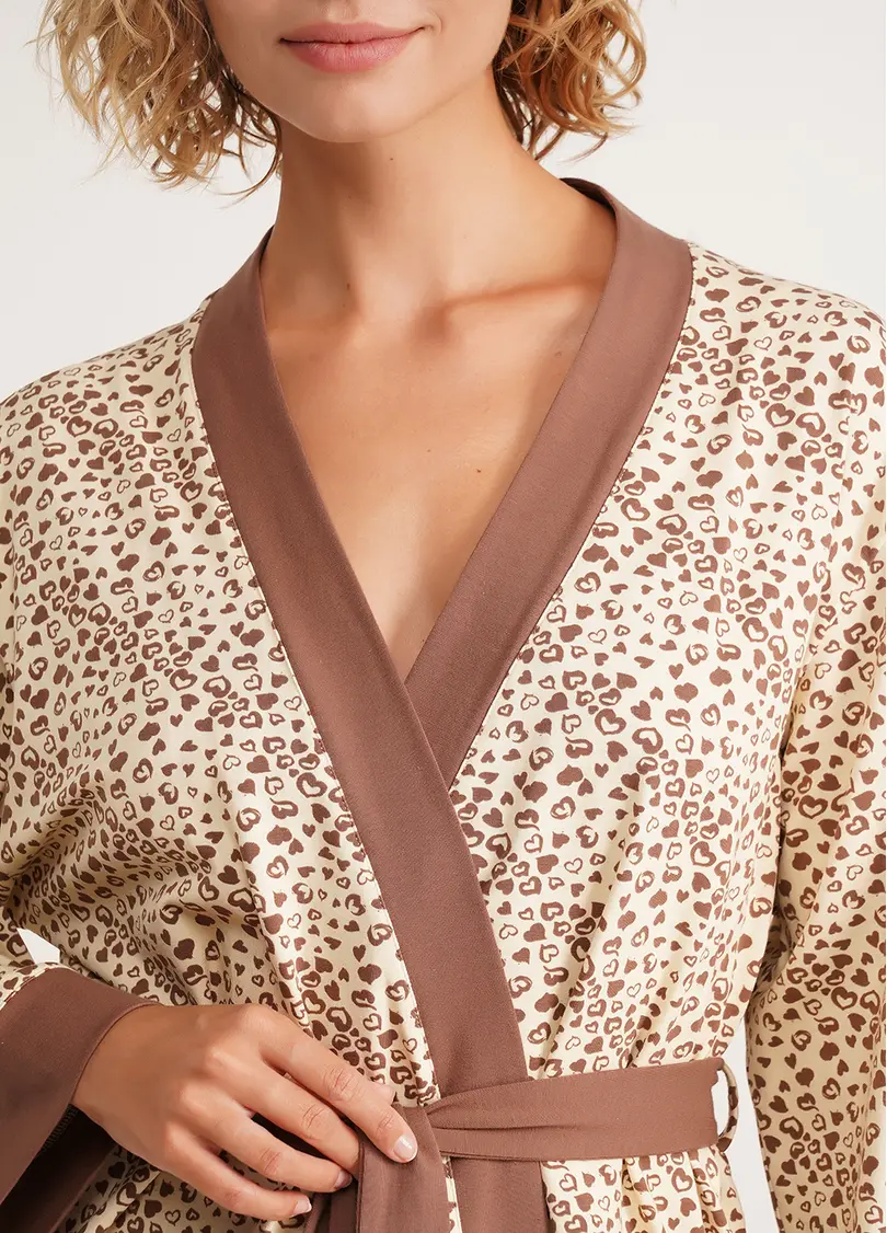 Бавовняний халат в сердечки WHISPER HEARTS 7234/010 pale yellow/brown hearts (жовтий)