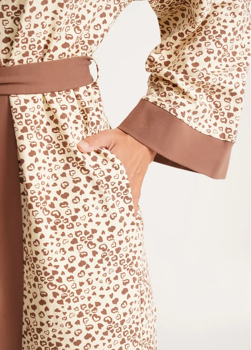 Бавовняний халат в сердечки WHISPER HEARTS 7234/010 pale yellow/brown hearts (жовтий)
