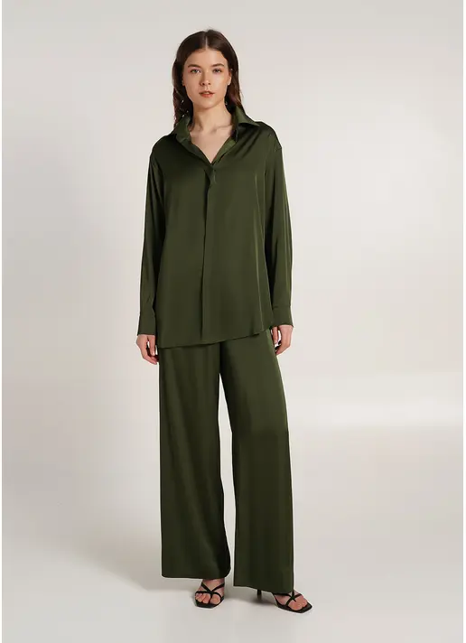 Шовковий комплект блуза та штани HELENA 5901/050 forest green (зелений) Шовковий комплект блуза та штани HELENA 5901/050 forest green (зелений)