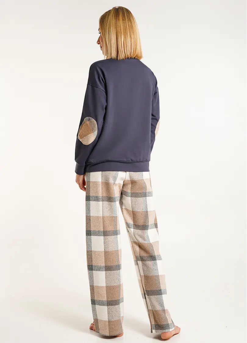 Домашній комплект світшот та штани в клітинку HOME STYLE 5337/180 grey/beige (сірий/бежевий)