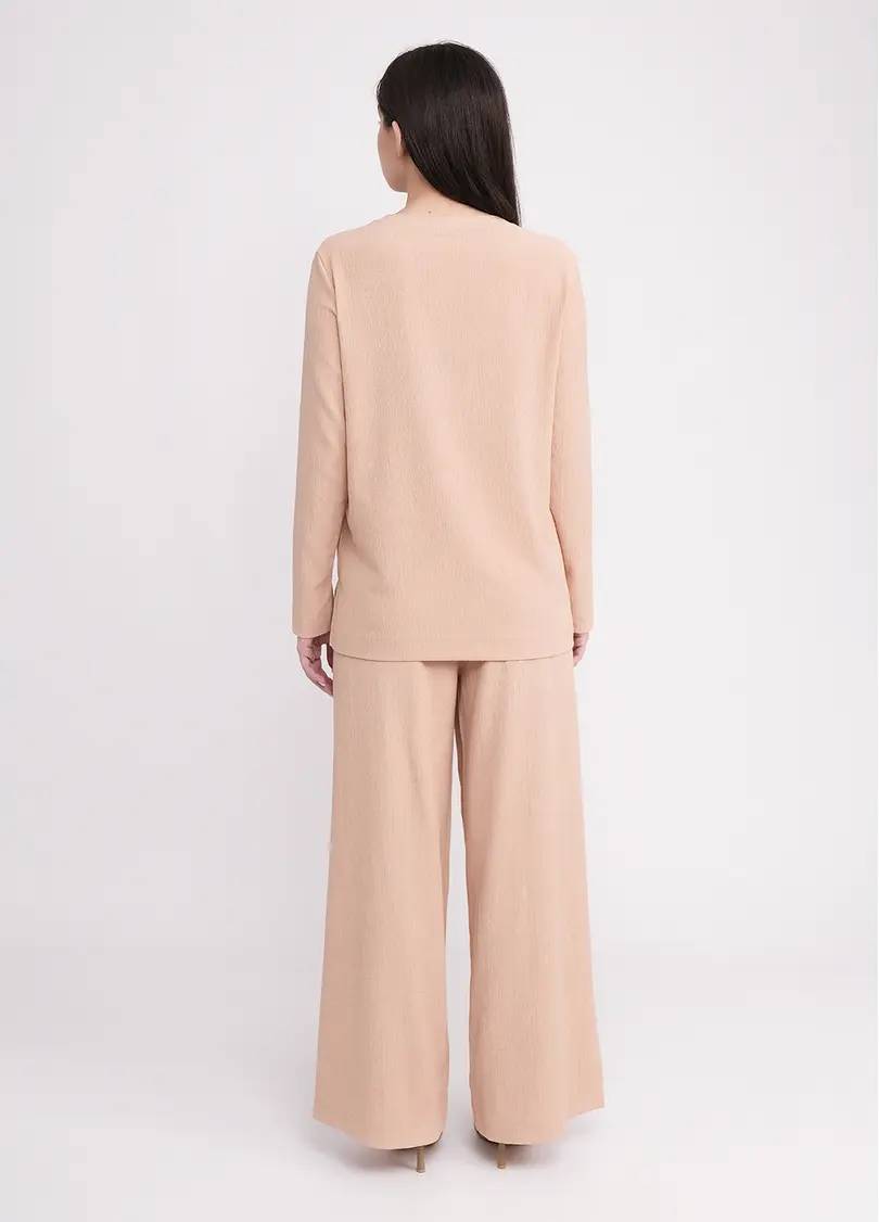 Комплект лонгслів та штани з жатки RUMPLE RICH 5342/260 light beige (бежевий)