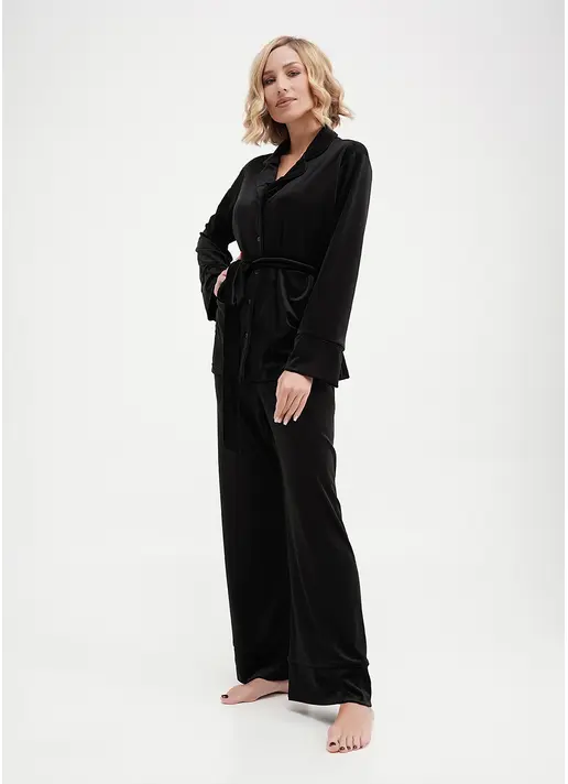 Велюровий комплект жакет на ґудзиках і штани SOFT WINTER 5509/080 black (чорний) Велюровий комплект жакет на ґудзиках і штани SOFT WINTER 5509/080 black (чорний)