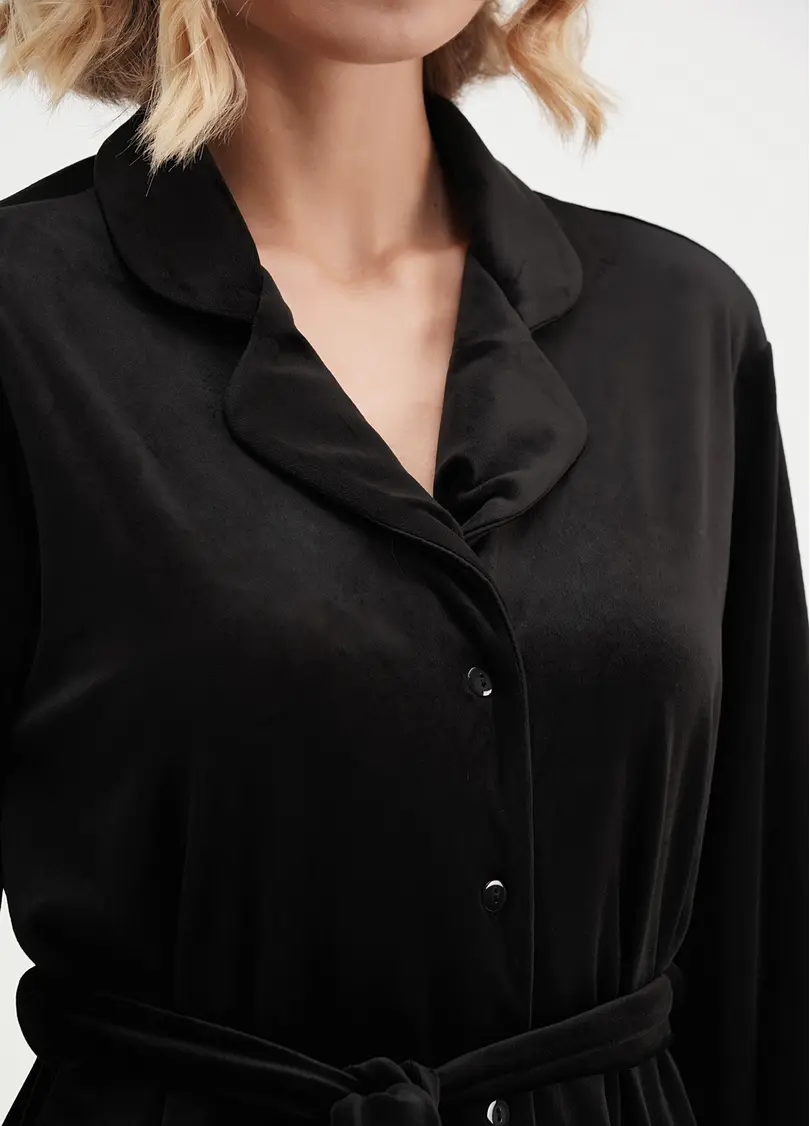 Велюровий комплект жакет на ґудзиках і штани SOFT WINTER 5509/080 black (чорний)
