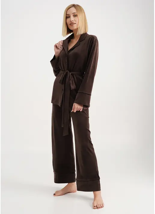Велюровий комплект жакет на ґудзиках і штани SOFT WINTER 5509/080 brown (коричневий) Велюровий комплект жакет на ґудзиках і штани SOFT WINTER 5509/080 brown (коричневий)