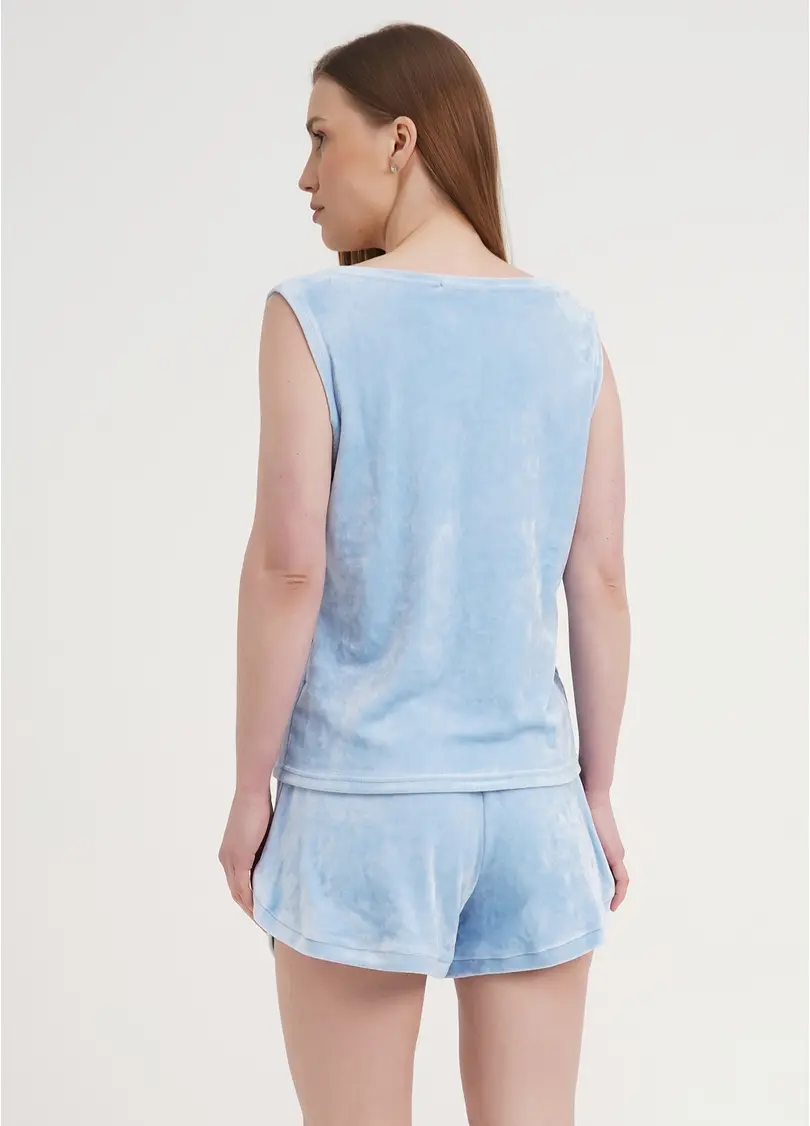 Велюровий комплект майка та шорти SOFT WINTER 6026/081 blue (блакитний)