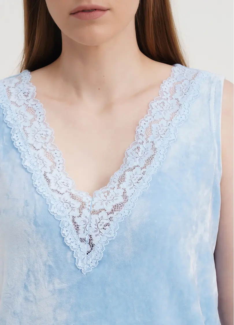 Велюровий комплект майка та шорти SOFT WINTER 6026/081 blue (блакитний)