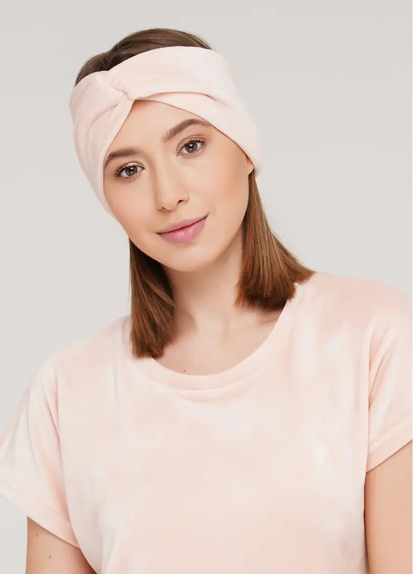 Велюрова пов'язка на голову SOFT WINTER powder (білий)