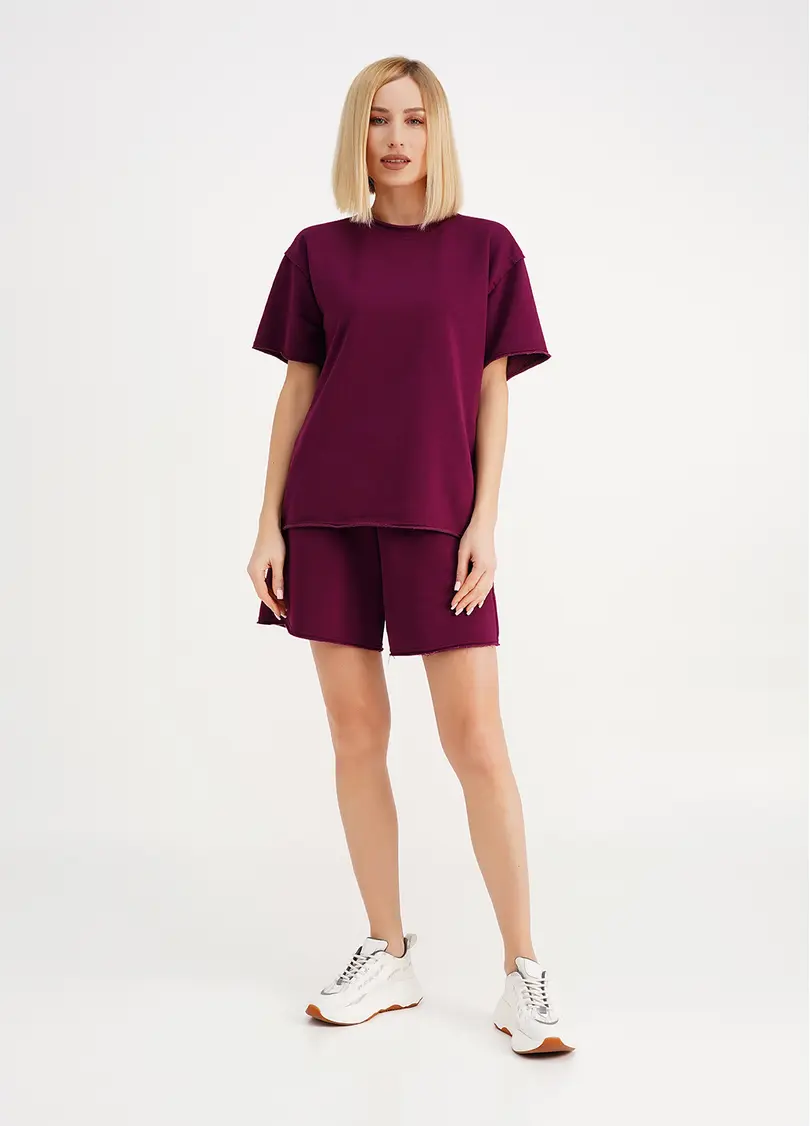Спортивний комплект з бавовни шорти та футболка STREET STYLE 6124/160 magenta purple (фіолетовий)