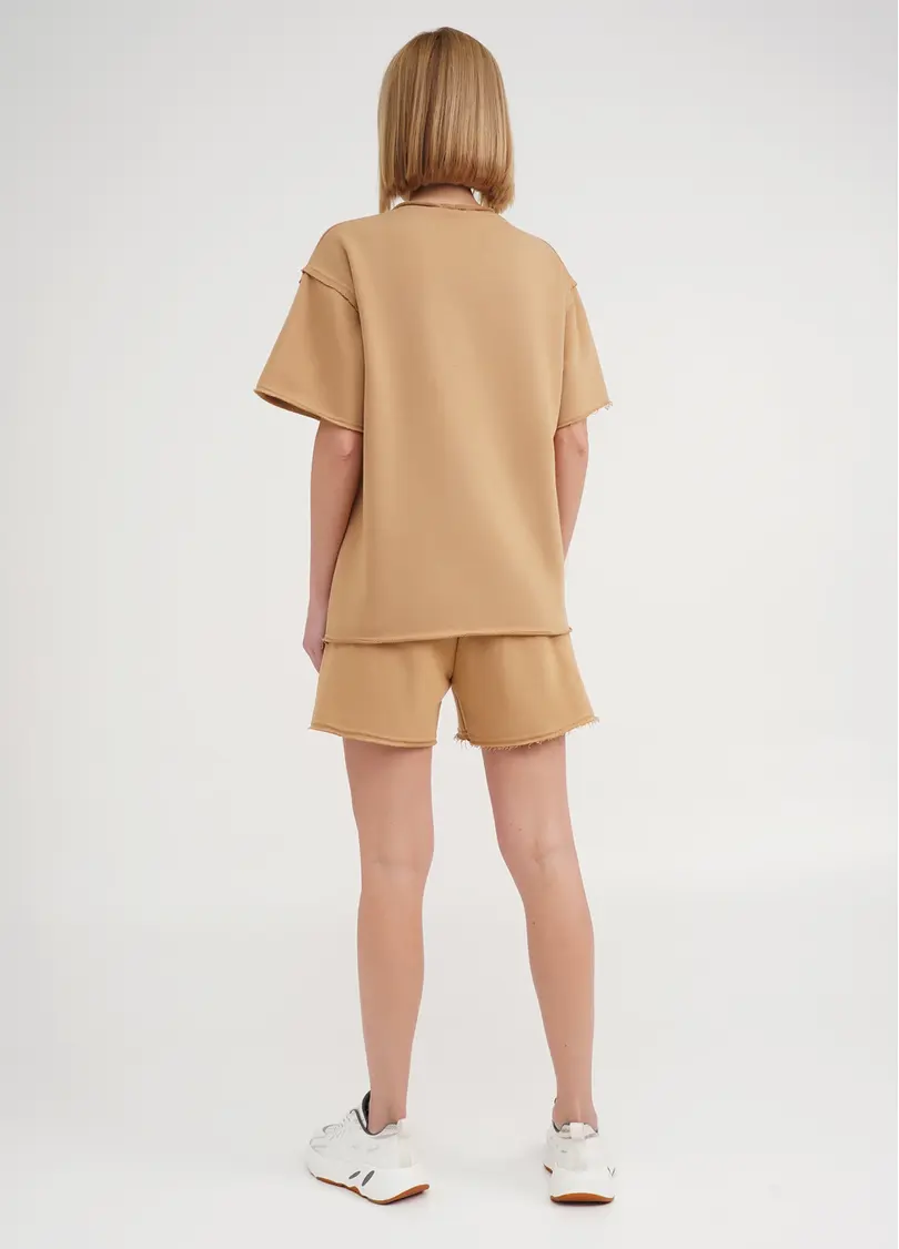 Спортивний комплект з бавовни шорти та футболка STREET STYLE 6124/160 mustard (бежевий)