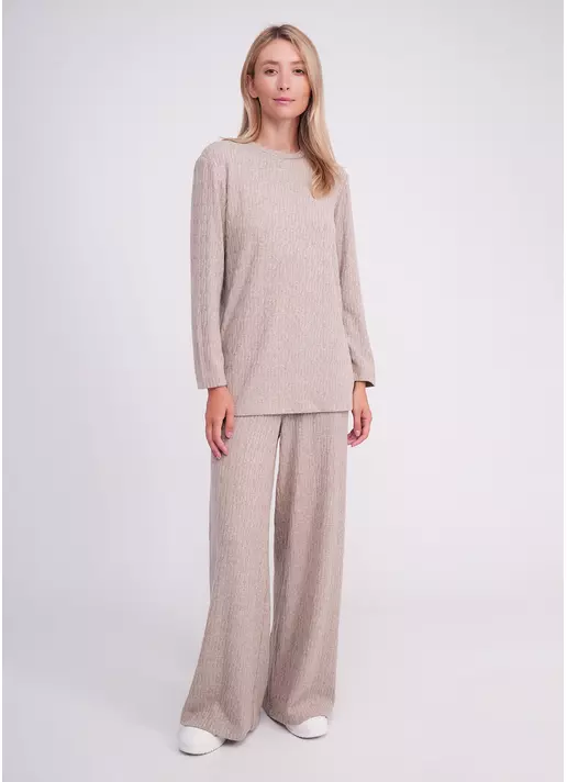 Комплект в косичку кофта та штани TWINKET 5810/270 oatmeal melange (бежевий) Комплект в косичку кофта та штани TWINKET 5810/270 oatmeal melange (бежевий)