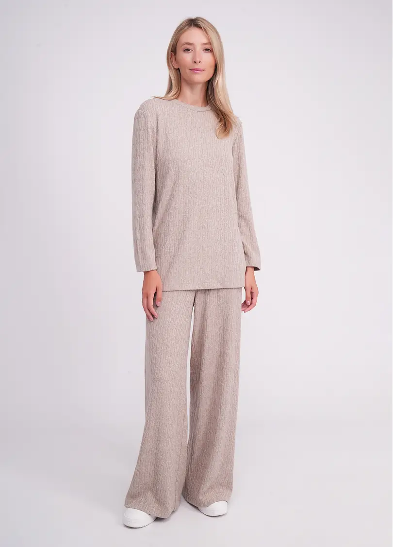 Комплект в косичку кофта та штани TWINKET 5810/270 oatmeal melange (бежевий)