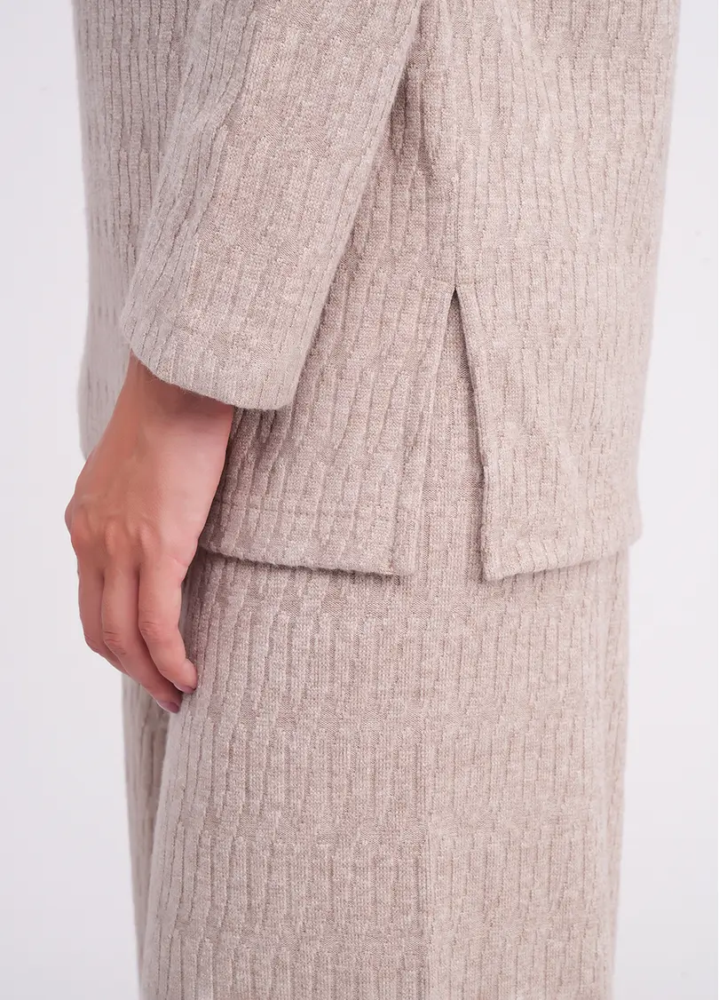 Комплект в косичку кофта та штани TWINKET 5810/270 oatmeal melange (бежевий)