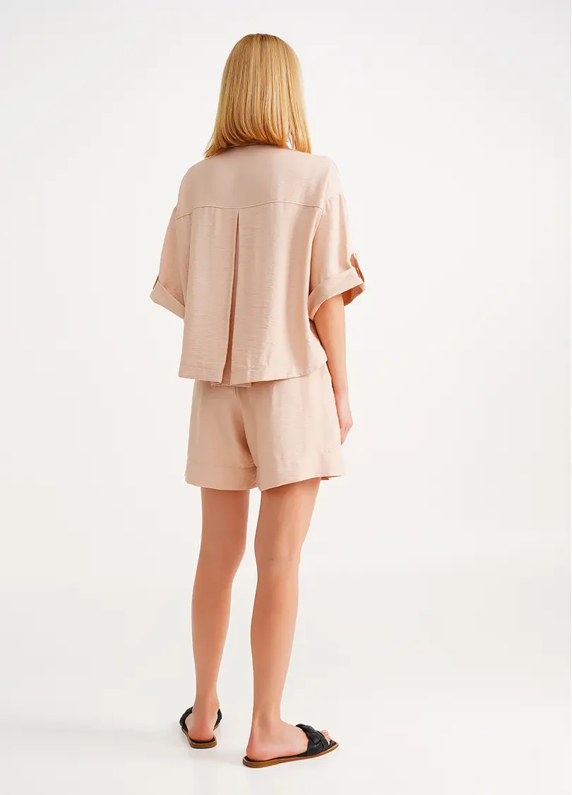 Комплект сорочка та шорти з жатого льону VOYAGE 6601/220 beige (бежевий)