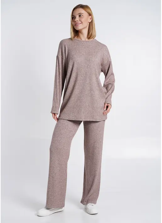 В'язаний комплект WARMLY TOUCH 5809/150 dark beige melange (бежевий) В'язаний комплект WARMLY TOUCH 5809/150 dark beige melange (бежевий)