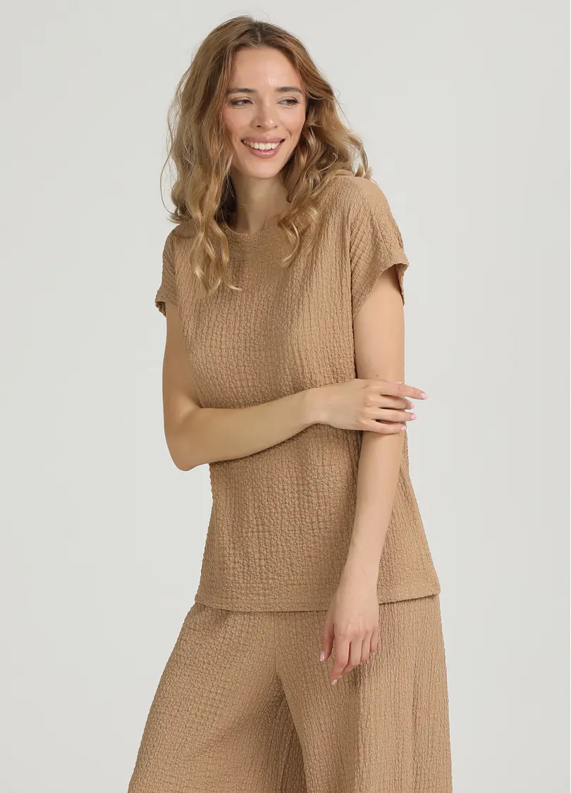 Комплект з жатої тканини WHISPERED FOLDS 5123/260 dark beige (бежевий)