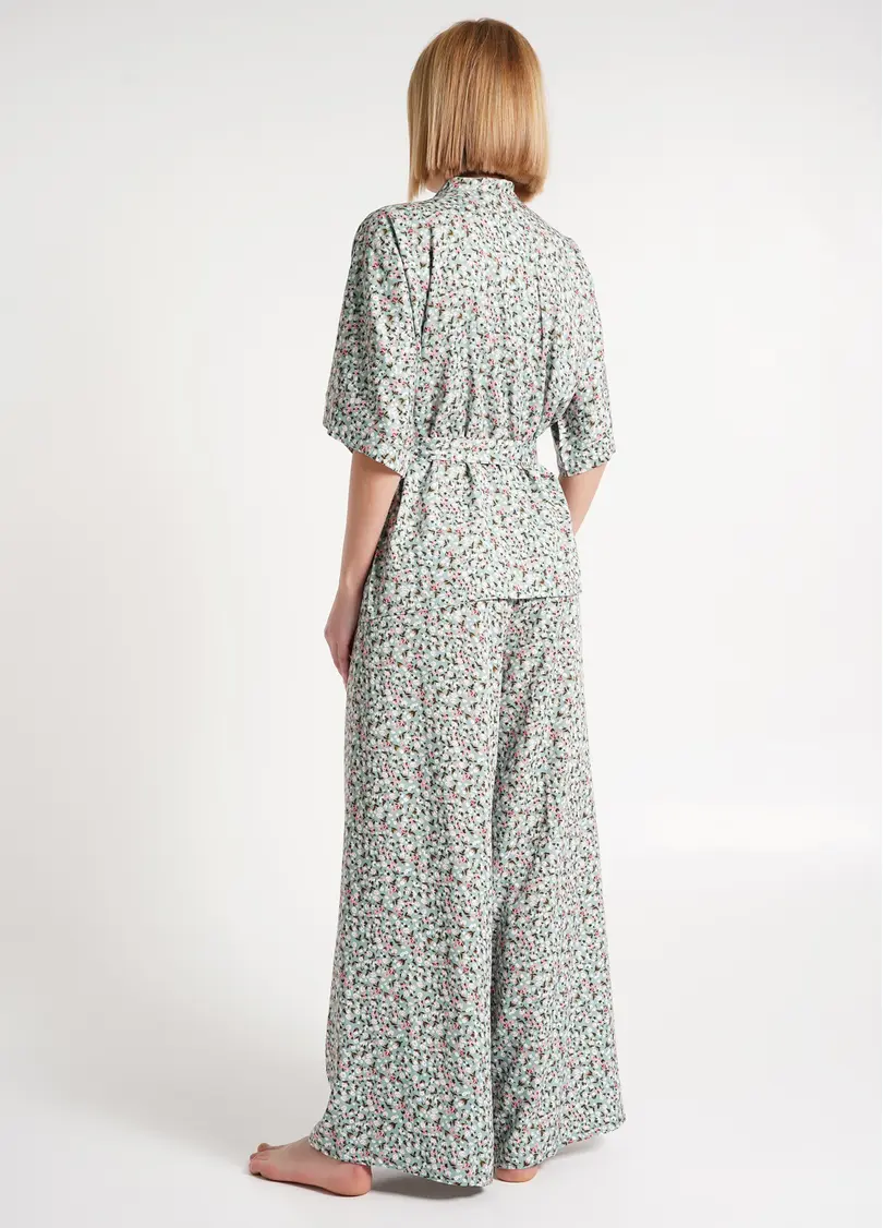 Комплект з жакетом та широкими штанами у квіти WILDFLOWERS 5601/040 mint (зелений)
