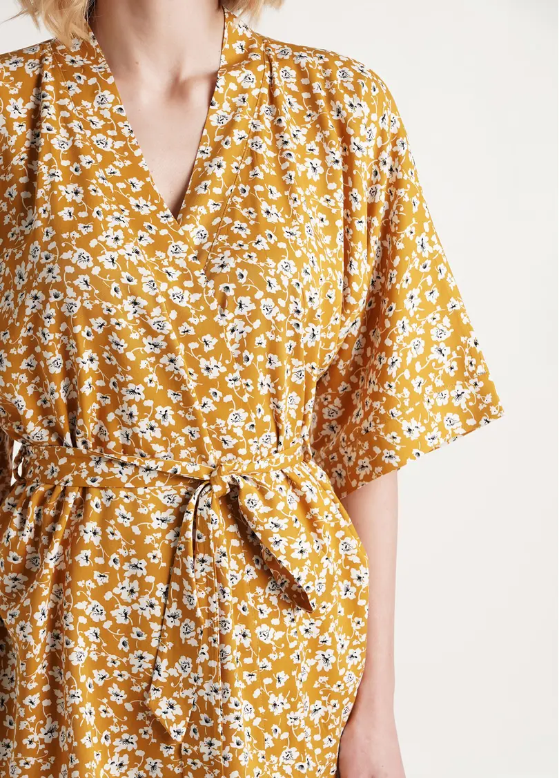 Комплект з жакетом та широкими штанами у квіти WILDFLOWERS 5601/040 mustard (бежевий)