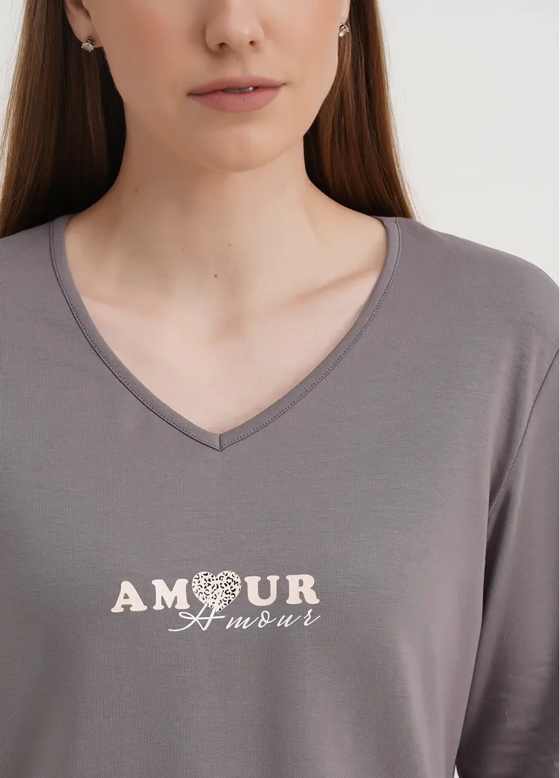 Піжама зі штанами на манжетах та з кофтою AMOUR 5335/010 grey (сірий)