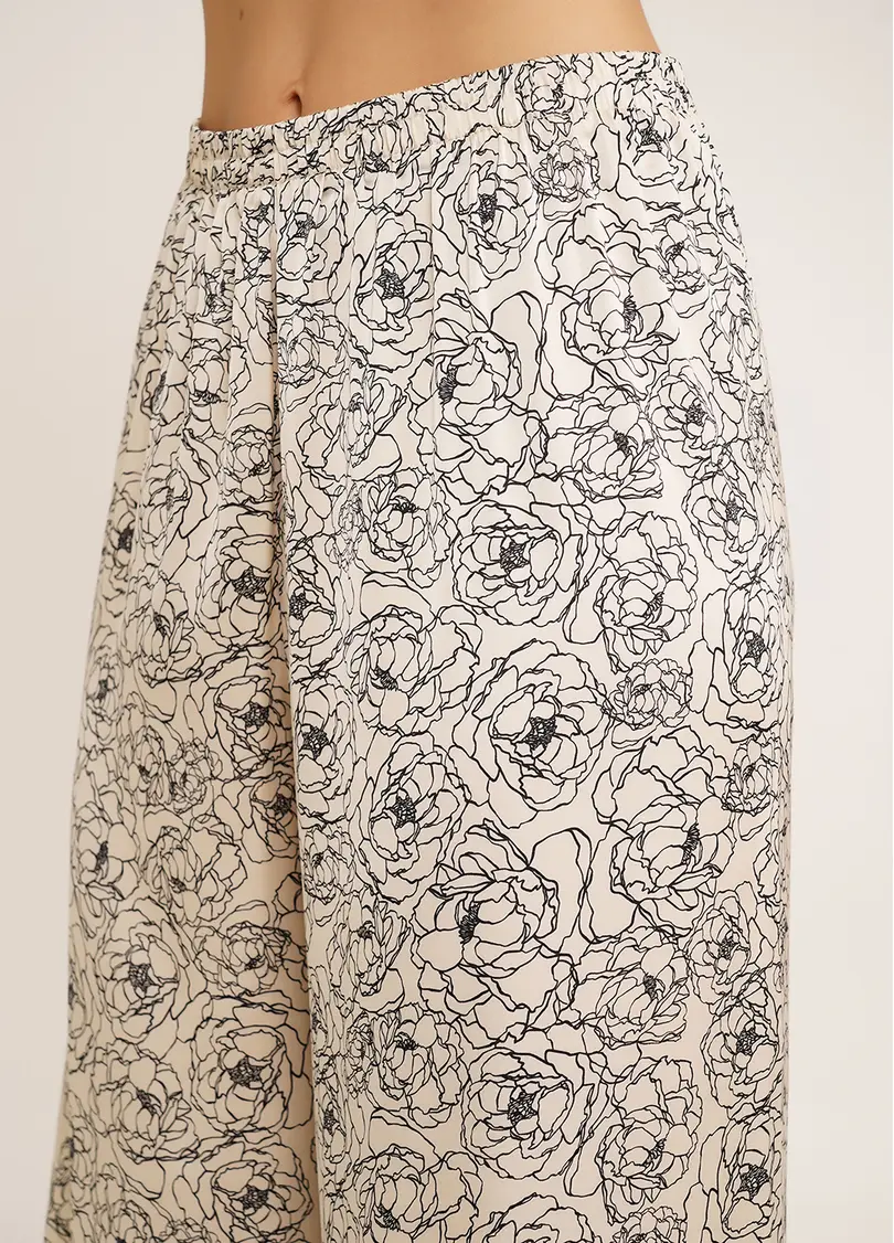 Шовкова піжама в піони BLOSSOM VEIL 5507/050 peony sketch beige (бежевий)