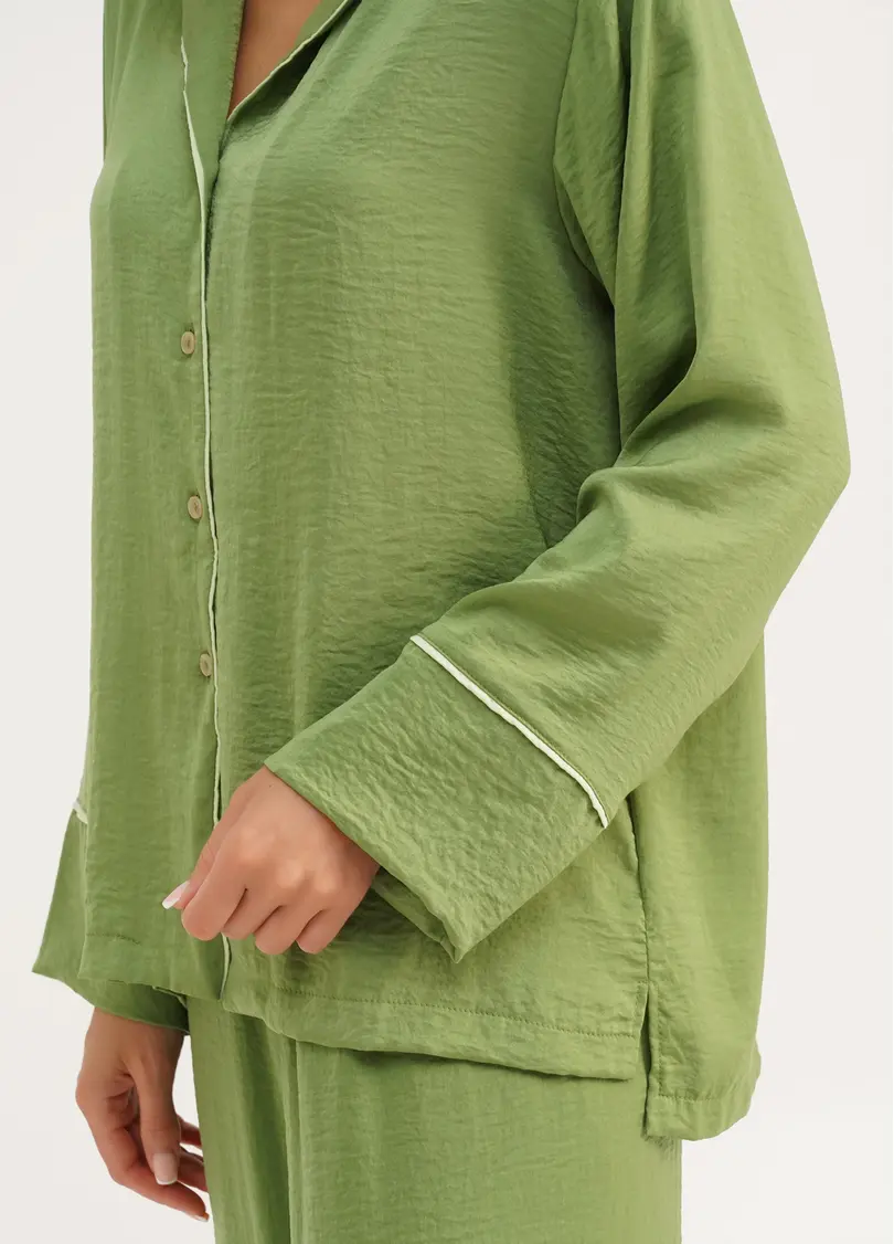 Шовкова піжама сорочка та штани FLORENCE 5507/050 green (зелений)