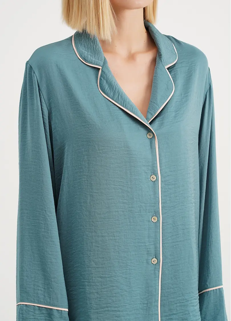 Шовкова піжама сорочка та штани FLORENCE 5507/050 turquoise (блакитний)