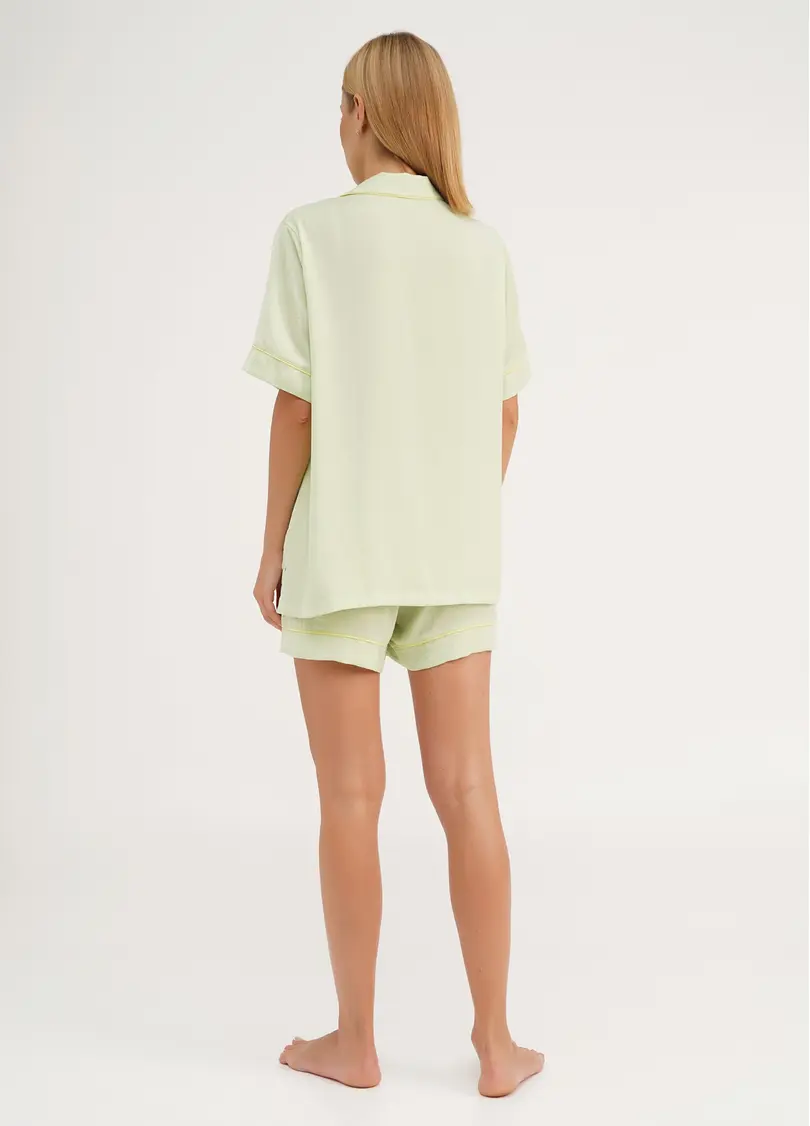 Піжама з шовку сорочка і шорти FLORENCE 6404/050 pistachio (зелений)