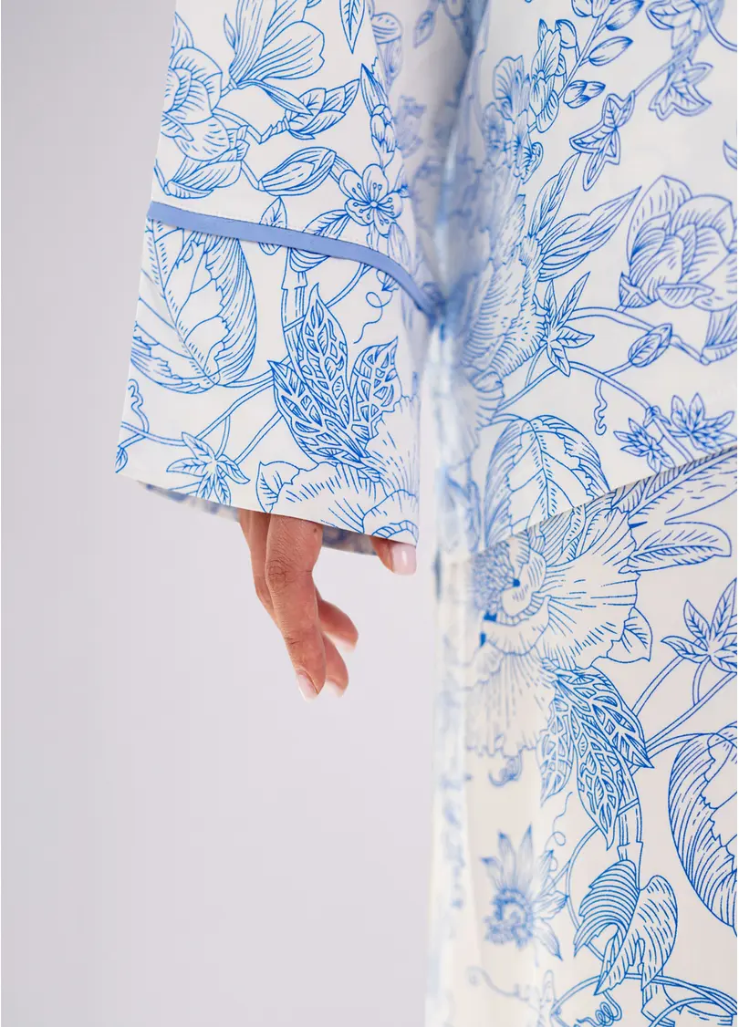 Піжама у квітковий візерунок FLOSSED IN FLOWERS 5507/040 white/blue floral print/blue pipping (білий/блакитний)