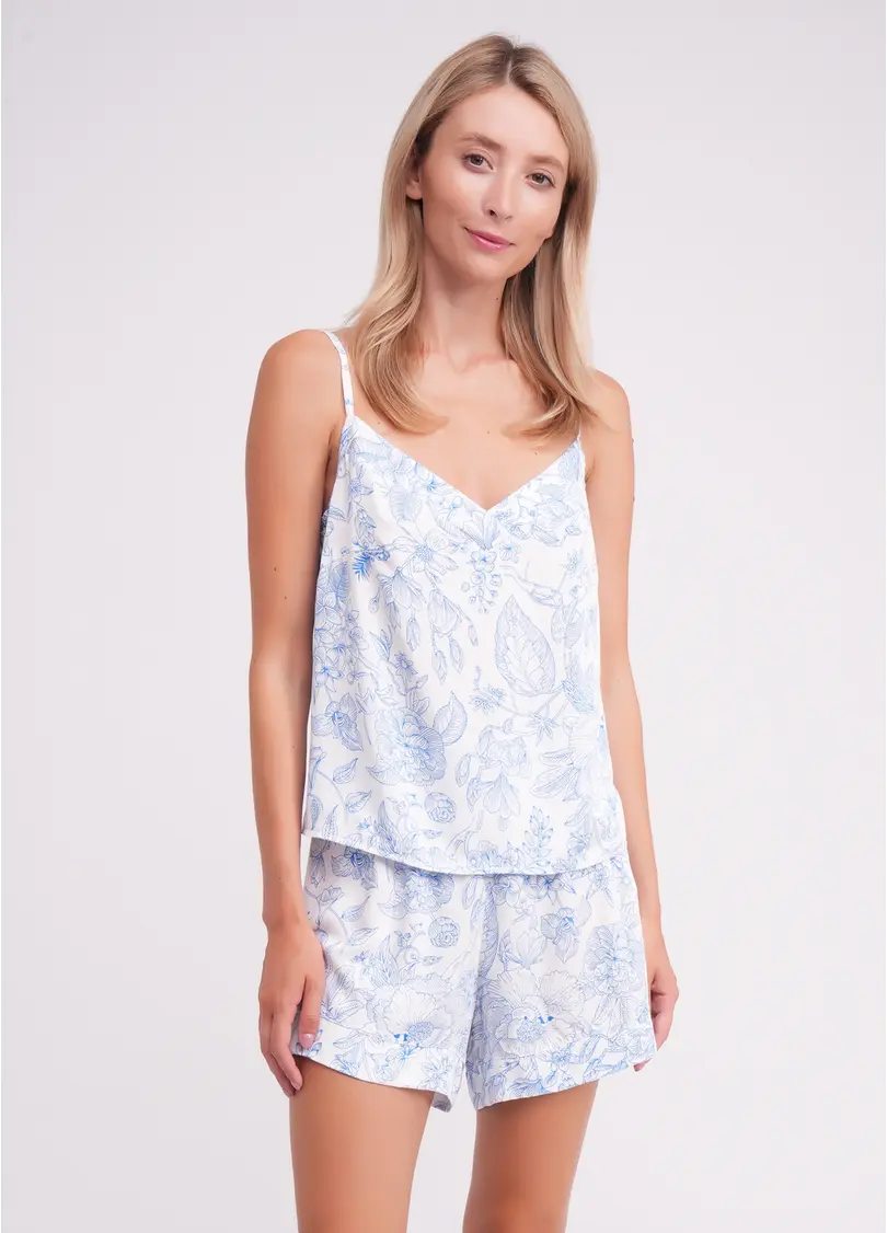 Піжама у квіти FLOSSED IN FLOWERS 6041/040 white/blue floral print (білий)