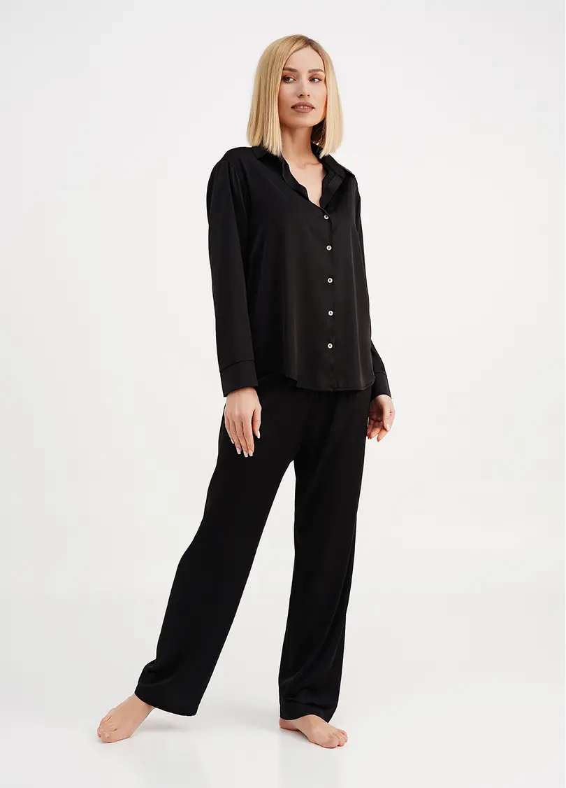 Шовкова піжама сорочка та штани HELENA 5508/050 black (чорний)