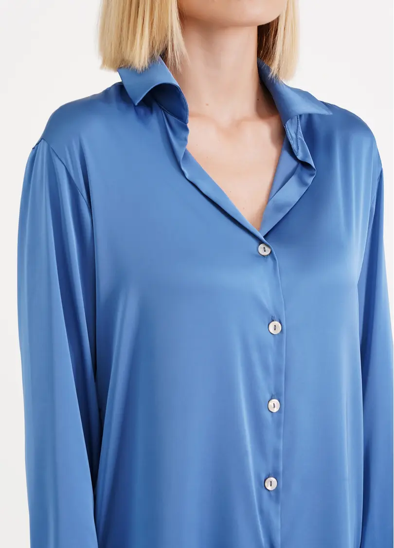 Шовкова піжама сорочка та штани HELENA 5508/050 light blue (блакитний)