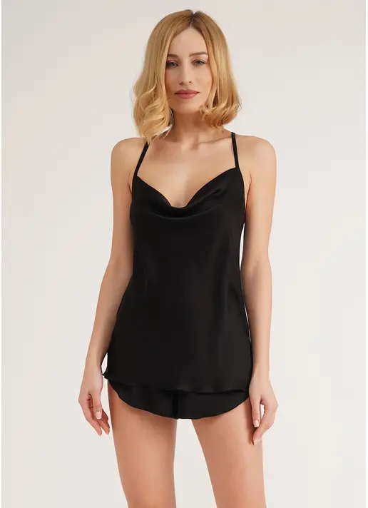 Піжама шовкова з шортами HELENA 6031/050 black (чорний)
