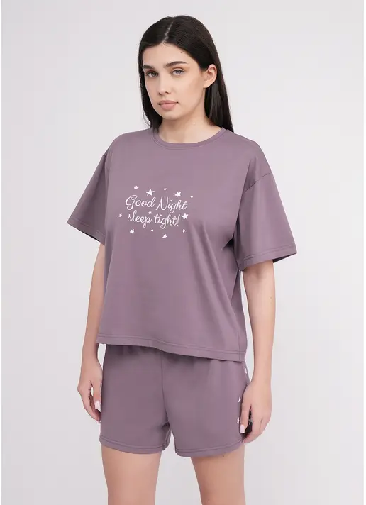Піжама бавовняна комплект LUNAR REVERIE 6129/010 muted mauve/print (фіолетовий)