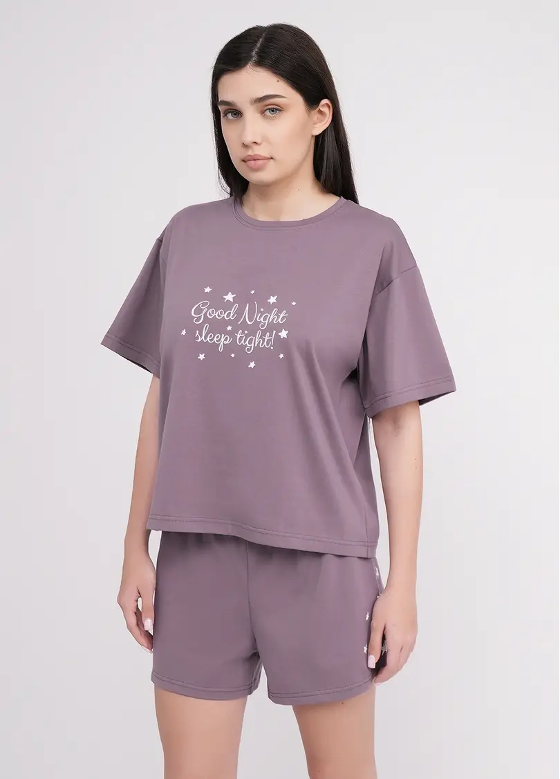 Піжама бавовняна комплект LUNAR REVERIE 6129/010 muted mauve/print (фіолетовий)