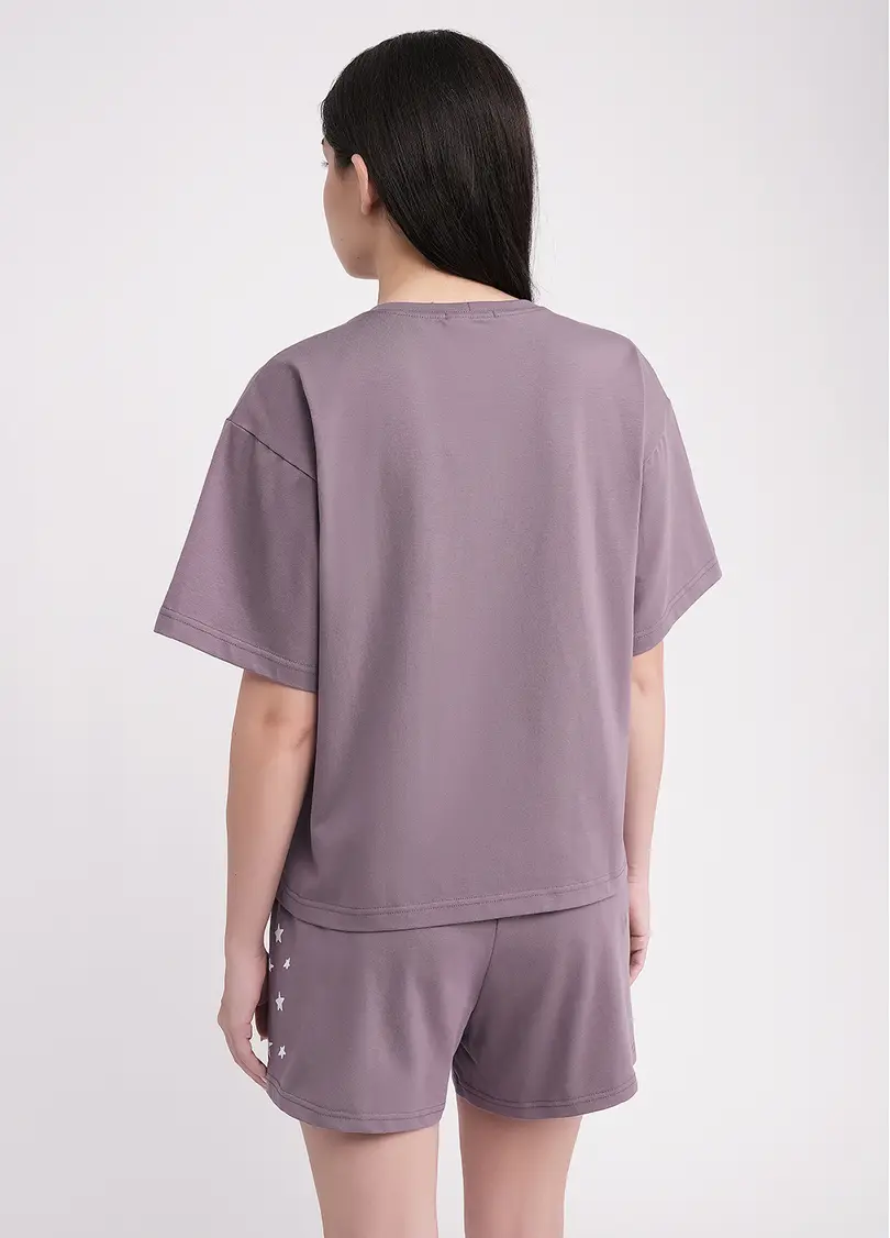 Піжама бавовняна комплект LUNAR REVERIE 6129/010 muted mauve/print (фіолетовий)