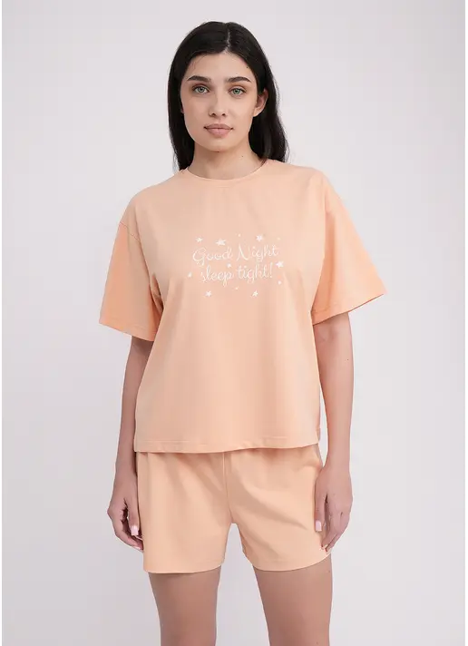 Піжама бавовняна комплект LUNAR REVERIE 6129/010 peach/print (помаранчевий)