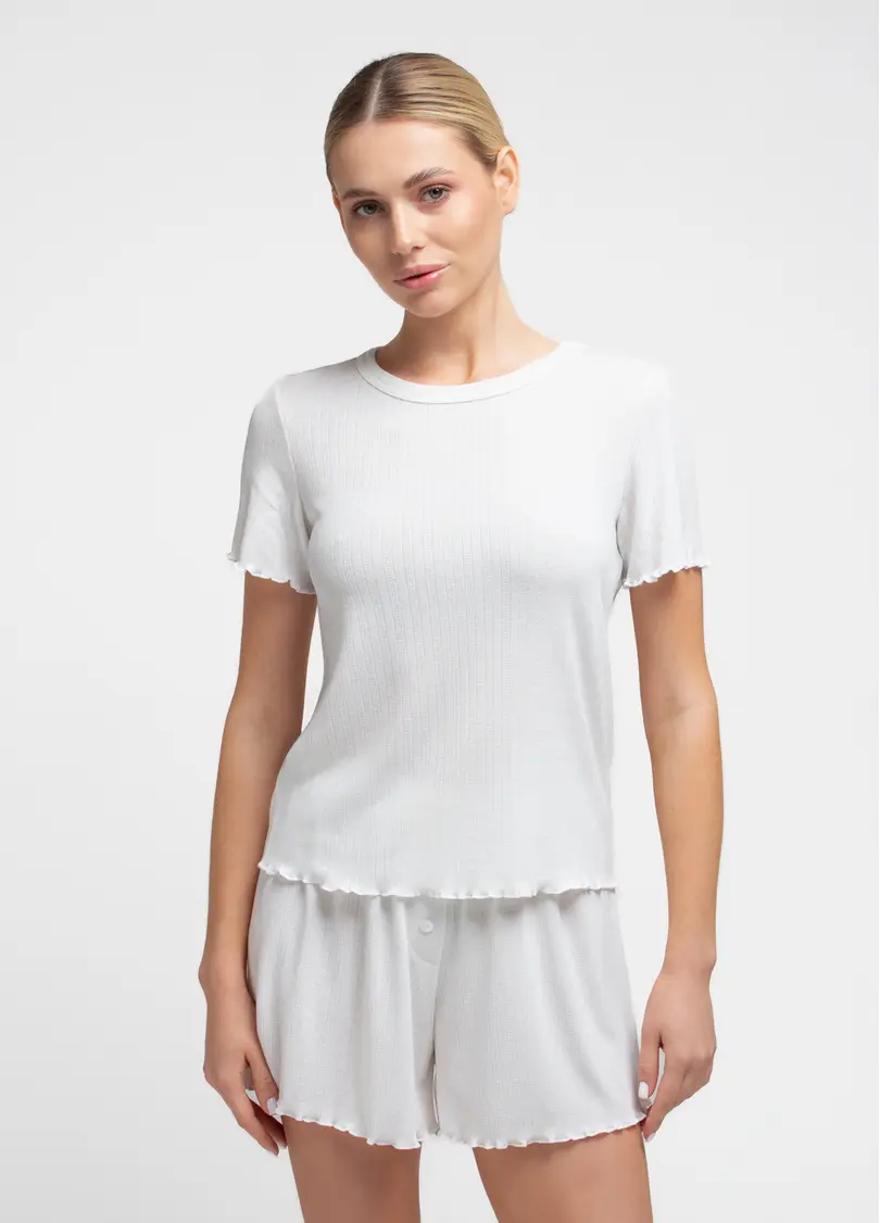 Коротка піжама з ажурного трикотажу MALLOW 6131/310 milk (білий)