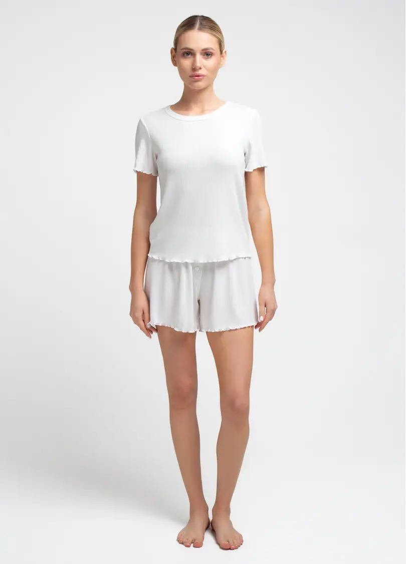 Коротка піжама з ажурного трикотажу MALLOW 6131/310 milk (білий)