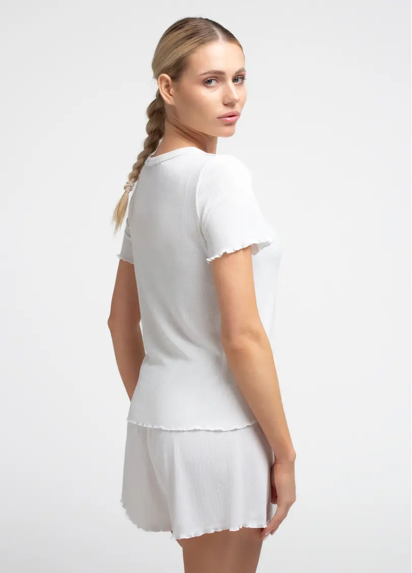 Коротка піжама з ажурного трикотажу MALLOW 6131/310 milk (білий)