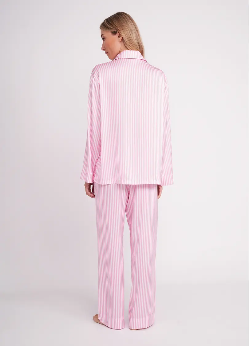 Шовкова піжама в смужку NAP QUEEN 5902/050 white/amaranth pink (білий/рожевий)