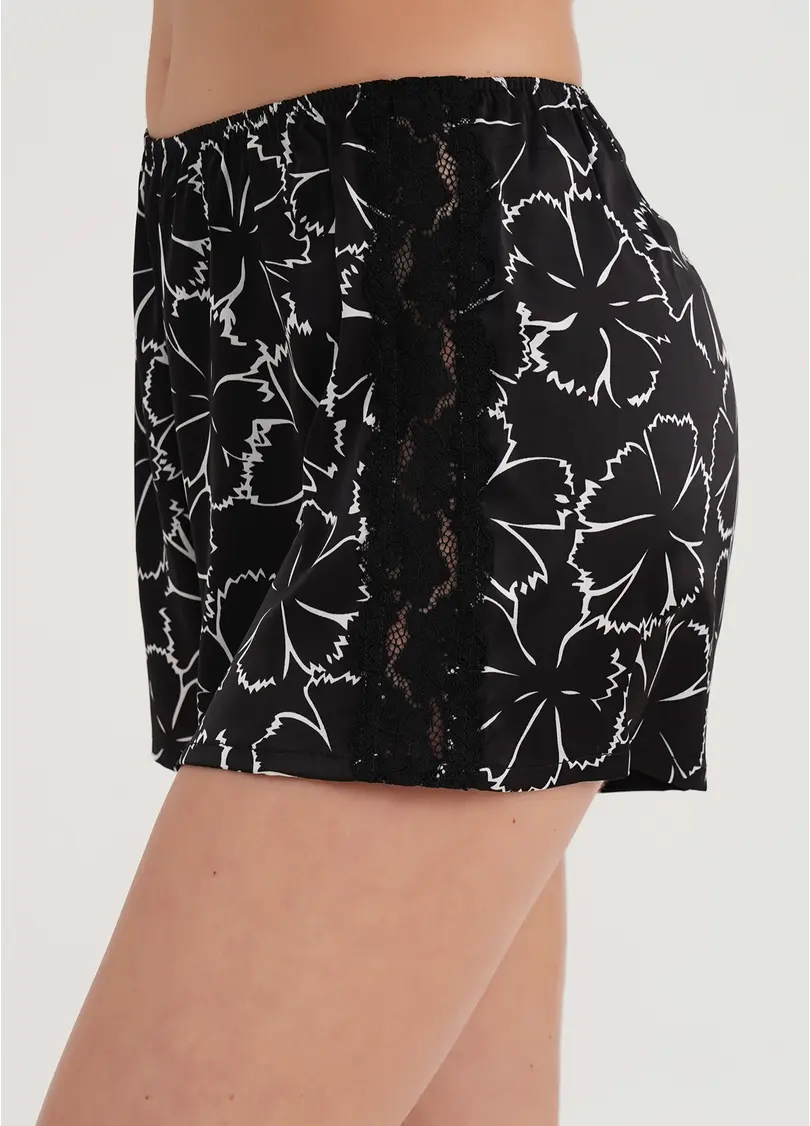 Шовкова піжама у квіти TIZIANA 6032/051 black/white clove (чорний)