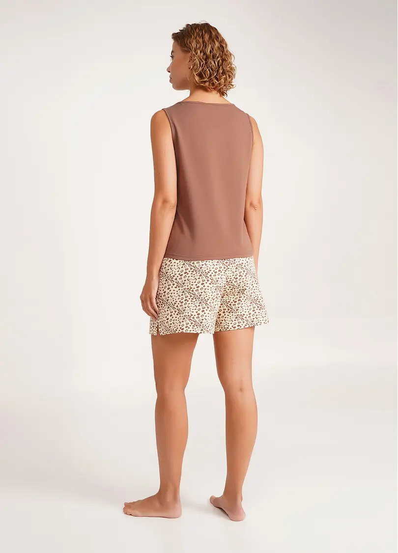 Піжама майка та шорти WHISPER HEARTS 6040/010 pale yellow/brown hearts/mokko (жовтий/коричневий)