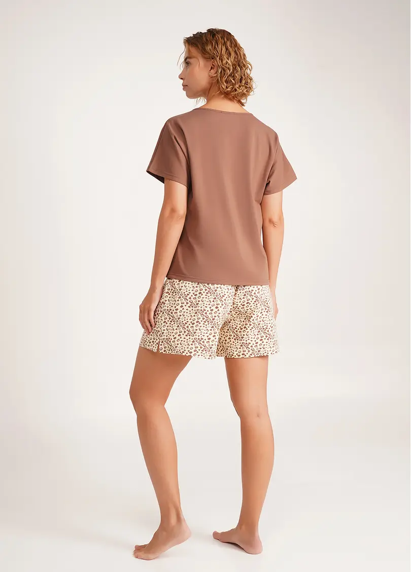 Піжамний комплект з двох частин WHISPER HEARTS 6127/010 pale yellow/brown hearts/mokko (жовтий/коричневий)