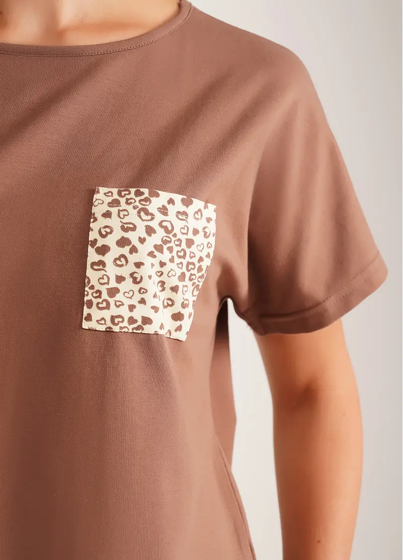 Піжамний комплект з двох частин WHISPER HEARTS 6127/010 pale yellow/brown hearts/mokko (жовтий/коричневий)