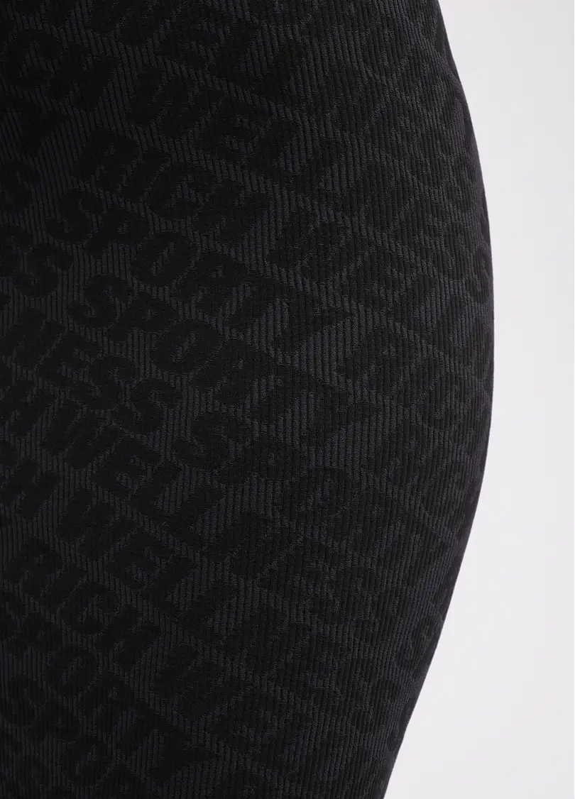Облягаюча сукня в рубчик з написами DRESS RIB WELLNESS black (чорний)