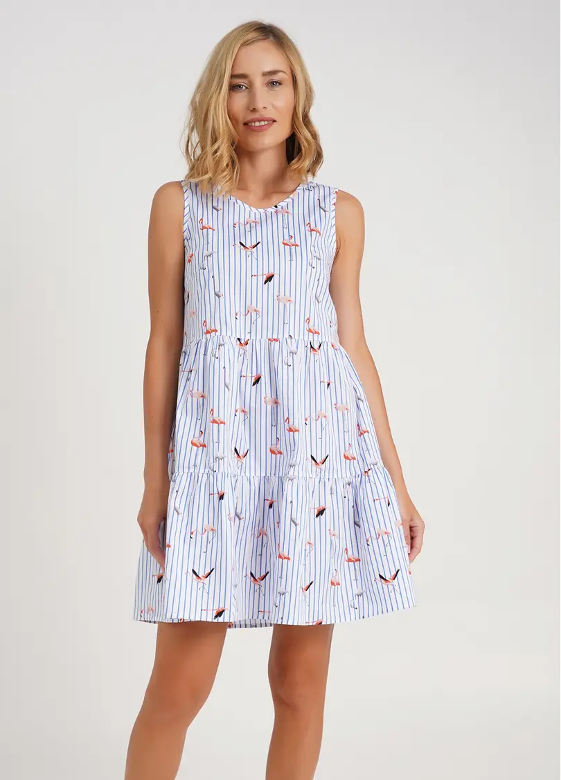 Сукня з візерунком бавовняна FLAMINGO 8703/010 blue stripe (блакитний)