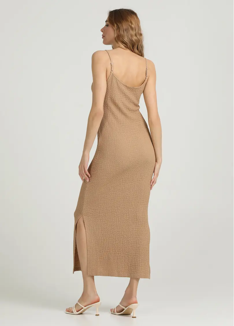 Сукня міді з жатої тканини WHISPERED FOLDS 8901/260 dark beige (бежевий)