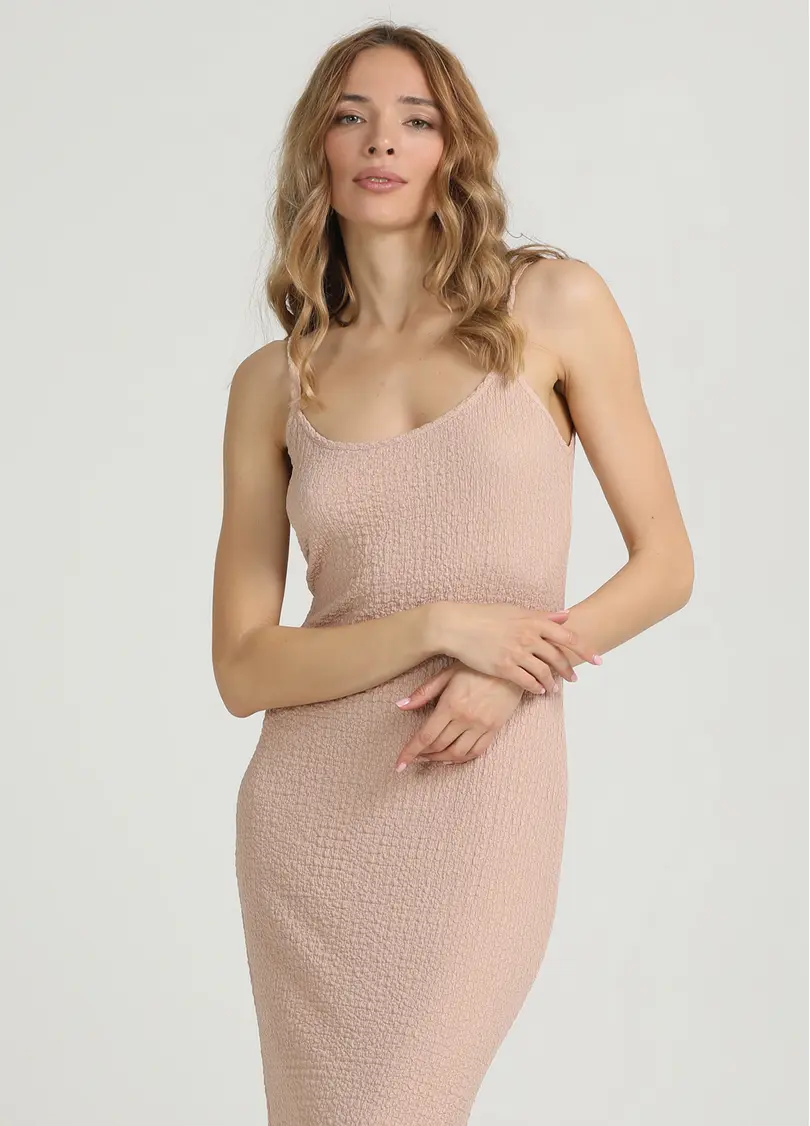 Сукня міді з жатої тканини WHISPERED FOLDS 8901/260 light beige (бежевий)
