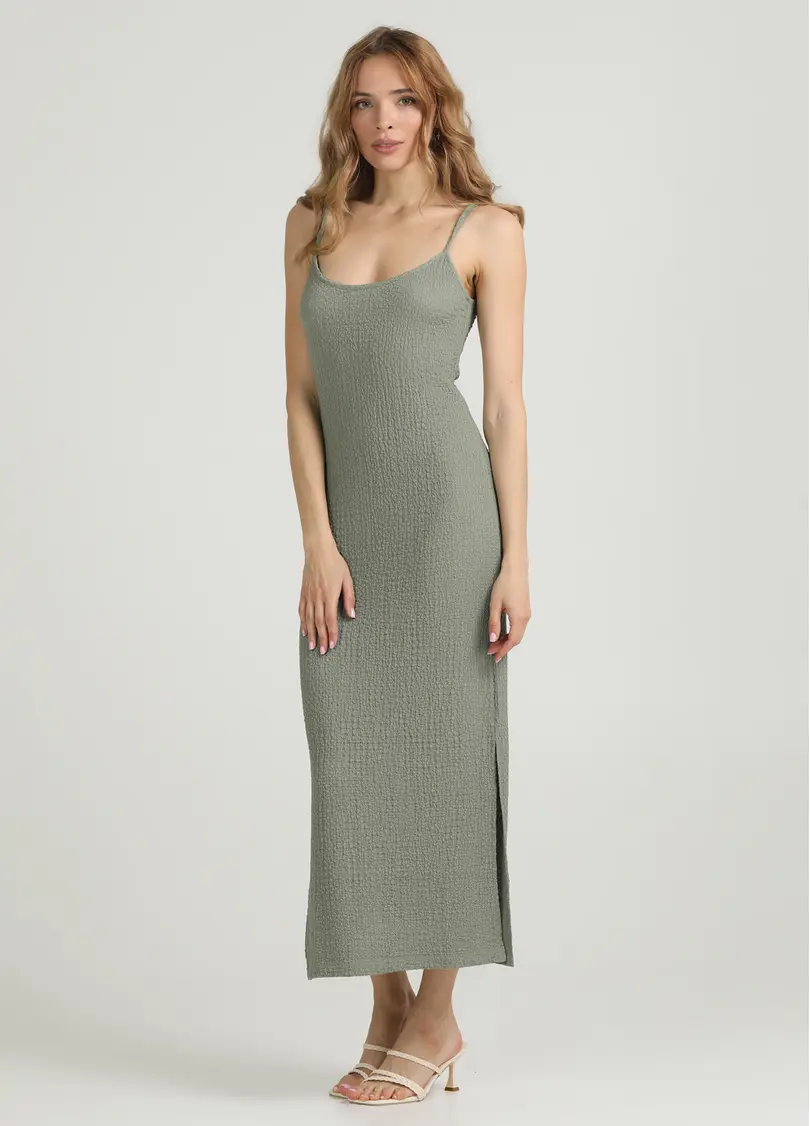 Сукня міді з жатої тканини WHISPERED FOLDS 8901/260 mint green (зелений)